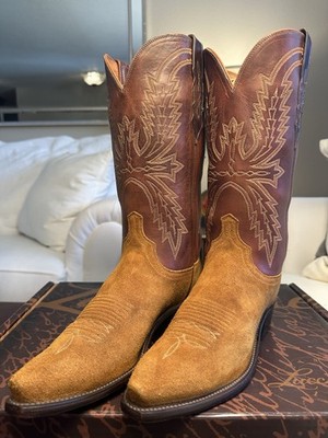 Lucchese 1883 Men's Handmade Chocolate/Cognac Suede Snip Toe Boots Size 8.5 D!