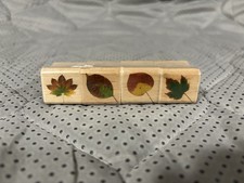 NEW SEALED Set 4 Leaf Wood Rubber Stamps Fall Nature Craft Scrapbooking 1 Inch