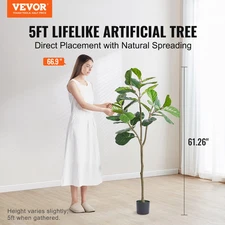 Artificial Fiddle Leaf Fig Tree, 5 FT, Secure PE Material & Anti-Tip Tilt Prote