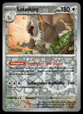 Letarking 162/193 Rare Paldea Evolved Pokemon Reverse Holo NM Deutsch