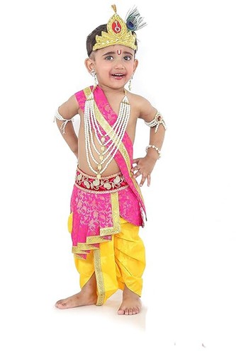 Vestido Baby Krishna Kanha JI para Janmashtami con Mukut y Flauta Talla 6 Meses - Imagen 2 de 5
