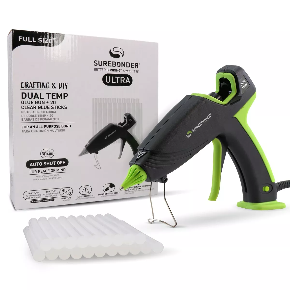 Surebonder 100 Watt Dual Temp Full Size Hot Glue Gun with 20 Glue