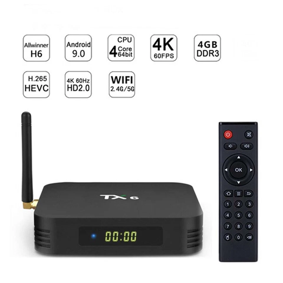 TX6 Smart TV Box Android 9.0 Quad Core 2GB RAM/16GB ROM 4K HD Media Player - Bild 3 von 3