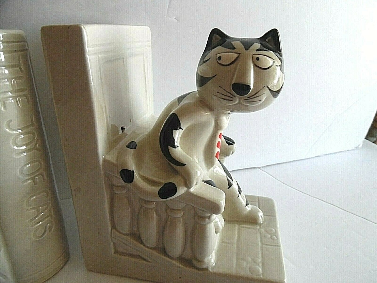 Vintage Takahashi Cats Ceramic Bookends Male & Female Posing | eBay