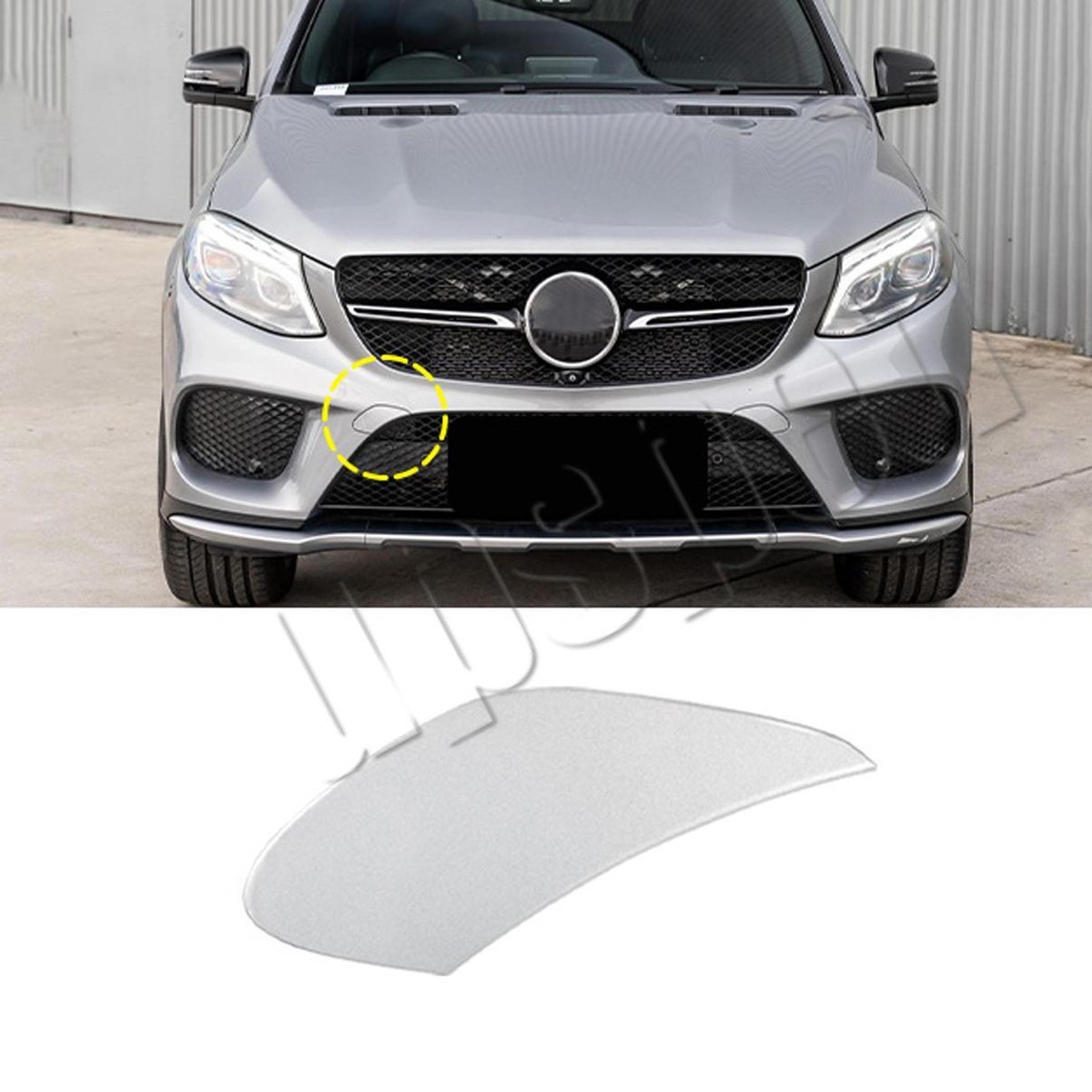 Voor Benz W166 C292 GLE 43 AMG 2017-2019, 1PC Bumper Tow Hook Cover Cap ABS Zwart A1668858322 Ongeverfde Achterbumper Trekhaakafdekking
