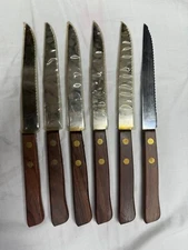 SIX Hanford Forge Vintage Serrated Steak Knife Stainless Steel Wood Handle Japan