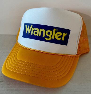 Vintage Wrangler  Hat Earnhardt Racing Trucker Hat Adjustable snapback Yellow
