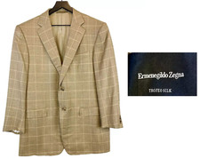 Ermenegildo Zegna Trofeo Silk 52R 42R US Windowpane Check Suit Jacket Sport Coat