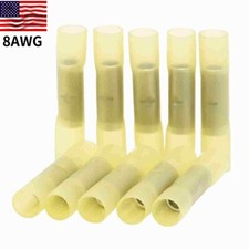 50-10x Waterproof Wire Butt Crimp Connector Heat Shrink Yellow 8AWG Terminals