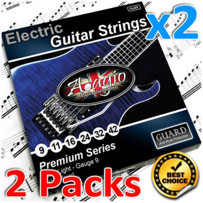 2 PACKUNGEN beschichtete nickelgewickelte E-Gitarrensaiten extra leicht 9-42 ADAGIO Pro