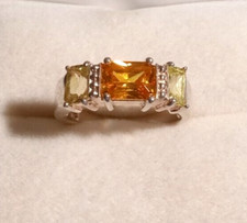 Beautiful 925 Sterling Silver Ring with Multi Color Gemstones - Size 9