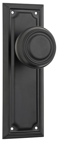 "EDWARDIAN"-DOOR KNOB SET-MATT BLACK PAIR + lock options-TRADCO-HAMPTONS STYLE - Picture 11 of 17