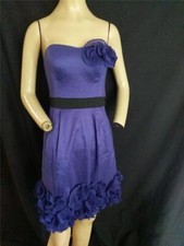 PURPLE RUFFLED STRAPLESS MINI COCKTAIL, EVENING, PROM MAX & CLEO DRESS- 32" BUST