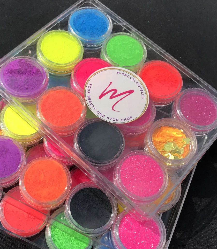 Bright Neon Matte Glitter Eyeshadow Shadow Pigment Palette Nail Art Powder - Image 2 of 4