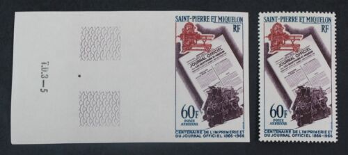 CKStamps: St. Pierre & Miquelon Briefmarkensammlung Scott #C34 LH OG #C34a OG Imperf - Bild 1 von 2