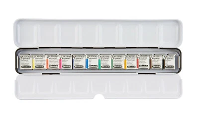 Schmincke Aquarellfarbe Akademie - schmaler Metallkasten mit 12 halben Näpfchen
