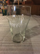 1970s White Logo Enjoy Coca-Cola Coke Clear Drinking Glass Large 7" Tall  *