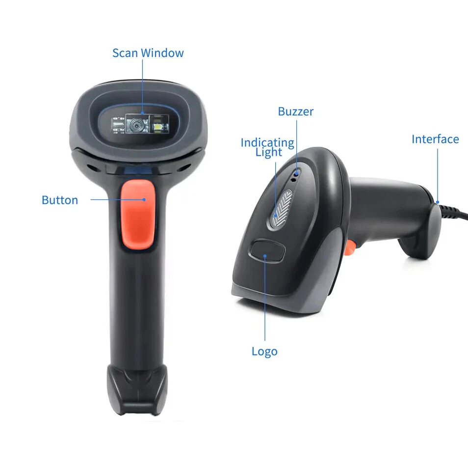 2.4G Wireless & USB Barcode Scanner 1D/2D/QR 3in1 Handheld Cordless Code Reader - Image 2 of 4