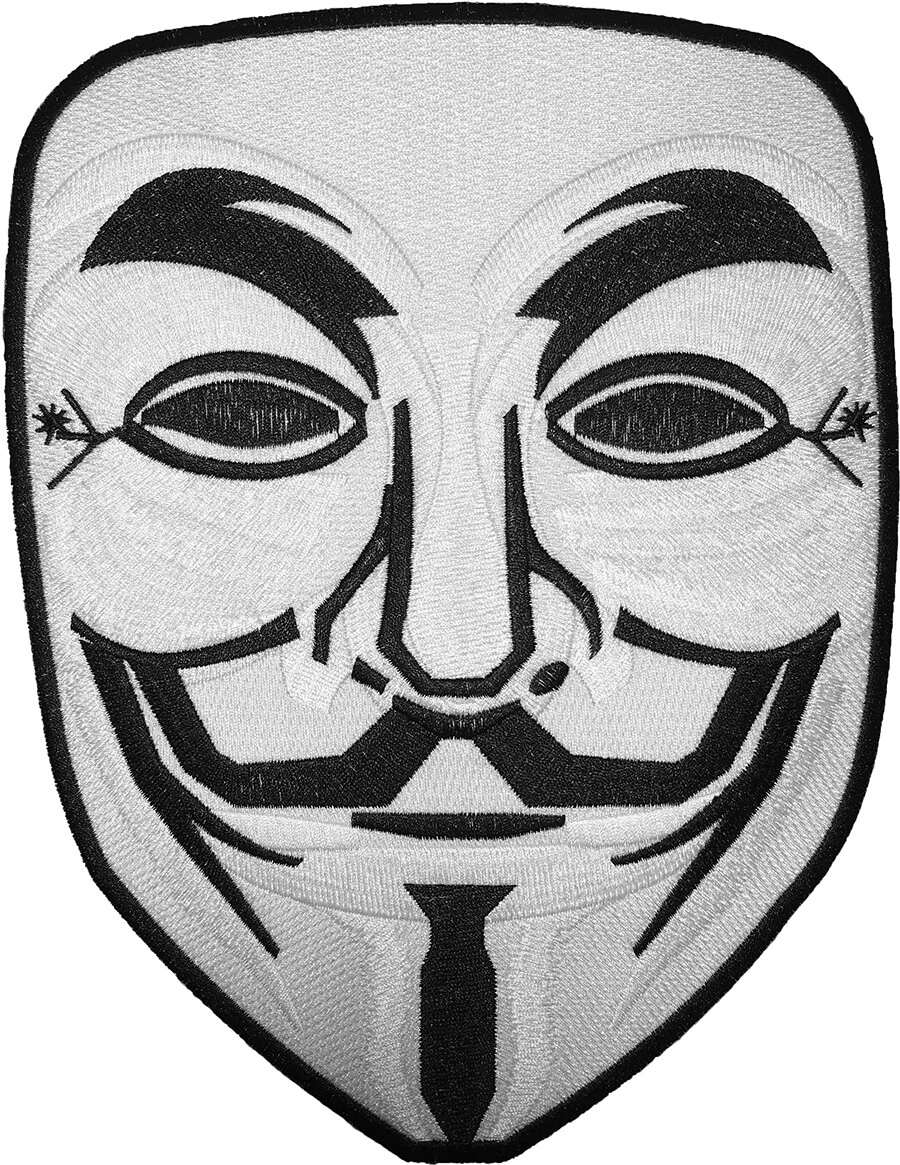 LARGE SIZE ANONYMOUS MASK Guy Costume Jacket Vest Embroidered Sew Iron on Patch