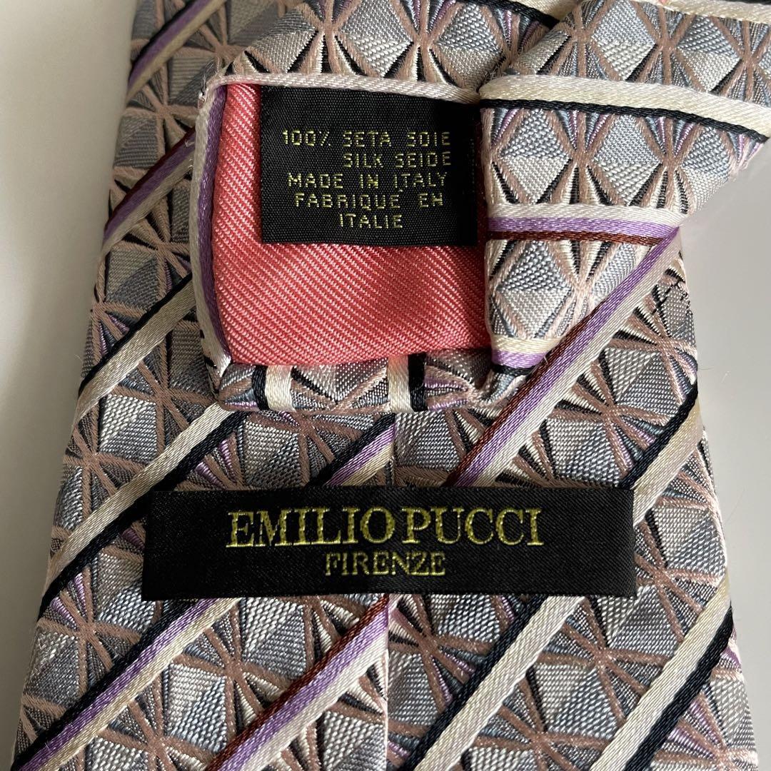 EMILIO PUCCI Necktie Multicolor pattern stripe si… - image 11