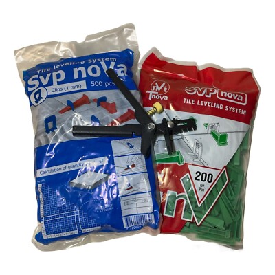 Fliesen Nivelliersystem ''Svp-noVa''   500 Laschen (1 mm) + 200 Keile + Zange.