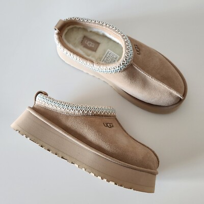  FAST FREE SHIP & NEW UGG Women's Tazz Platform Slippers Sand/Hickory *IN HAND*