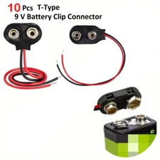 Pack of 10 9V Battery Holder Clip Connector Jack Cable Wires Lead Snap Adapter