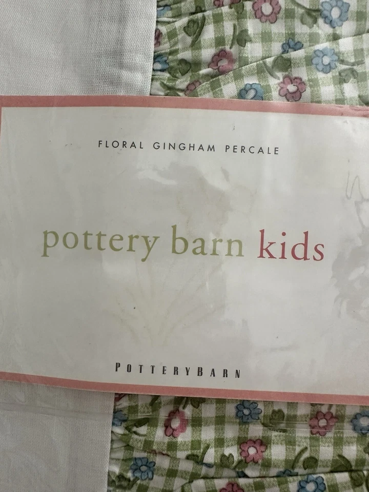 Pottery Barn Kids ~ NUEVA FALDA CUNA Floral de Guinga o FALDA DE CAMA COMPLETA Verde Floral Foto 4 de 4