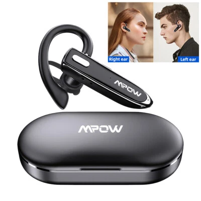 MPOW Bluetooth 5.3 Auto Headset Kopfhörer Kabellos Einohr Stereo mit Mikrofon Schwarz