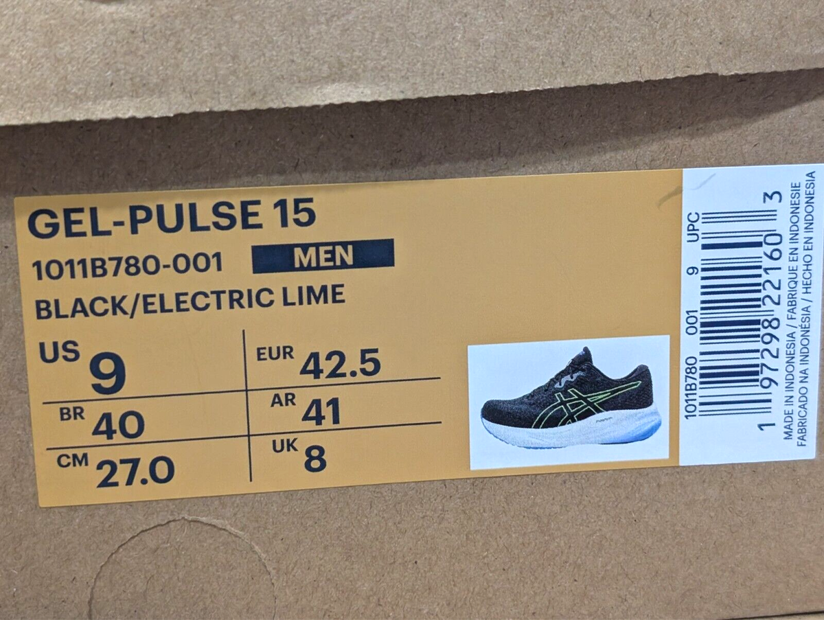 ASICS GEL-Pulse 15 Black/Electric Lime Men's Running Shoes - Size
