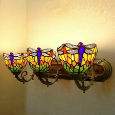 Retro Wall Sconce Stained Glass Lampshade Tiffany Style Vanity Light Wall Lamp