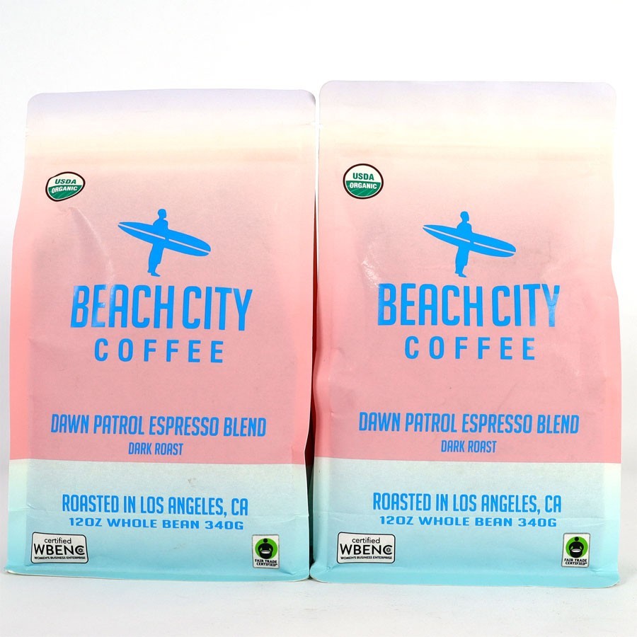 Beach City Coffee Dawn Patrol Expresso Blend Dark Roast 12 oz Whole Bean 2 Bags