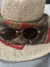 Vintage Moschino Oval Sunglasses Gold Metal Frame Brown Lend Y2K Designer