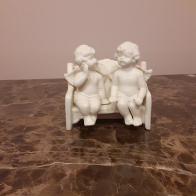 Two Angels on Bench- figurine, Commonly called [Ive Got a Secret]