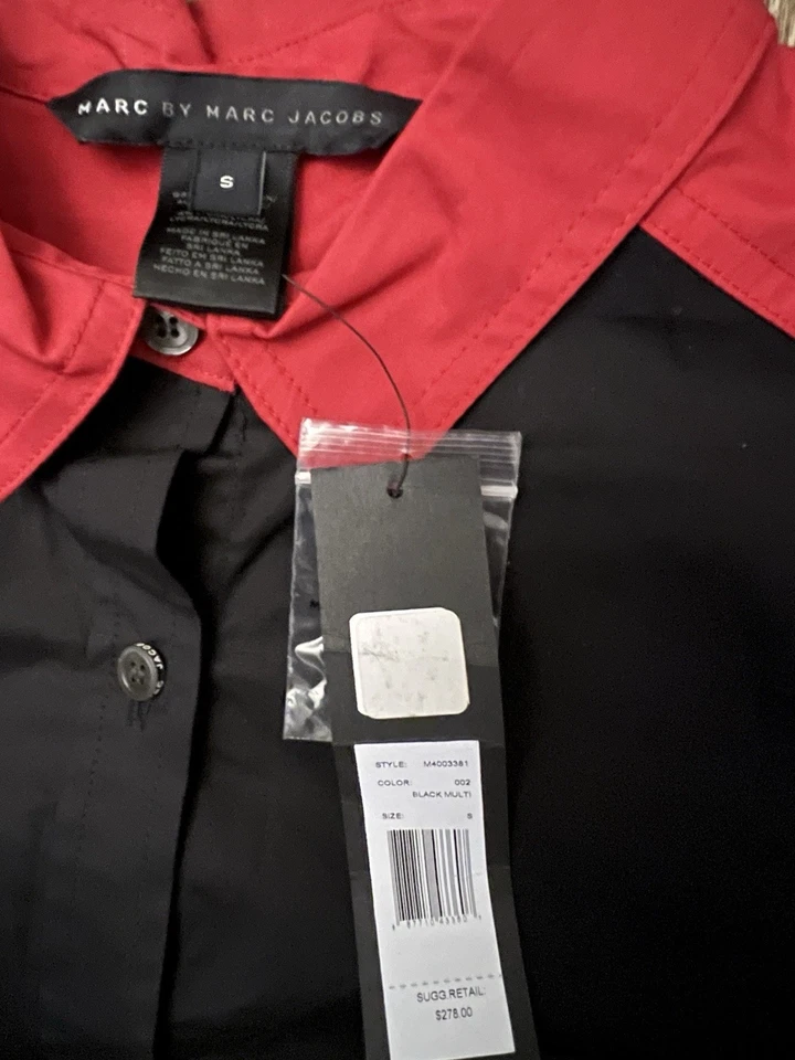 $278 Marc Jacobs Para Hombres Nueva Camisa Manga Larga Abotonada Para Hombre Talla Pequeña Negra Roja Foto 4 de 4