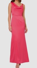 Adrianna Papell Women's Pink Drape Asymmetric-Neck Satin Crepe Dress Size 14