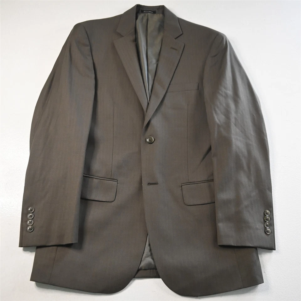 Wilke Rodriguez 37R 30x29 Verde Marrón Rayas Lana Hombre Chaqueta Pantalones Traje Foto 2 de 4