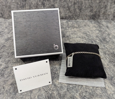 Authentic David Yurman LARGE 925 Sterling SIlver Box Chain Bracelet 3.6mm NEW 