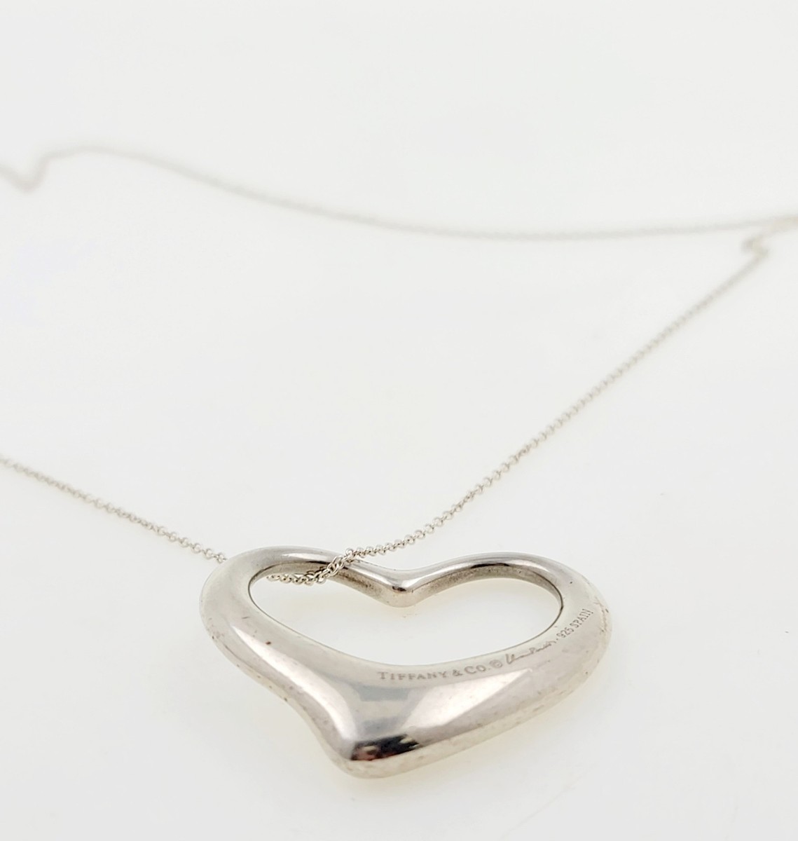 Authentic Tiffany & Co ELSA PERETTI 35mm Sterling Silver Heart Necklace Pendant View 4