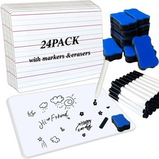 24 Pack Dry Erase Boards, 9"x12" Double Sided Whiteboards Small Whiteboards w...