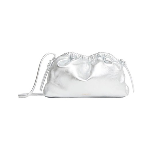 Mansur Gavriel Mini Cloud Clutch Silver Leather Crossbody Bag