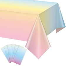6 Pack Pastel Rainbow Plastic Tablecloth Party Decorations, Pastel Disposable...
