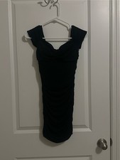 Emerald Sundae Ruched Dress XXS Black Short Sleeves Sweetheart Cocktail Party