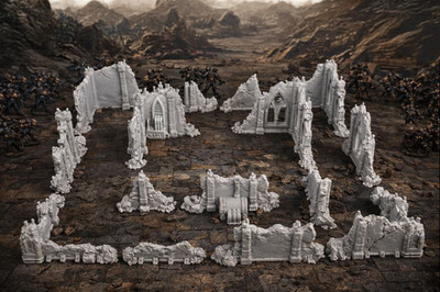 Geländeset 15 Teile Ruinen für Tabletop Wargaming Warhammer Landschaft DND