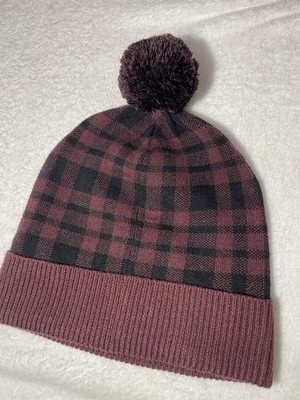 Coach Plaid Beanie With Pom Black And Oxblood | eBay display picture 1