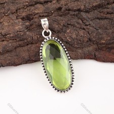 August Birth Peridot Stone 925 Sterling Silver Channel Set Friend Gift Pendant
