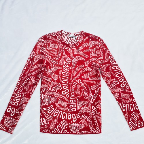 Balenciaga 'Velvet Wave' Allover Logo Knit Sweater | Sizes XS - M | MSRP $1190