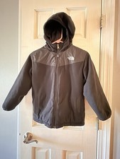 The North Face Jacket Boys S 7/8 Black Reversible Fleece Hooded Insulated