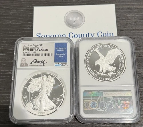 2021-W American Silver Eagle Proof Dollar T-2 NGC PR 70 Moy Signed Type 2 US $1