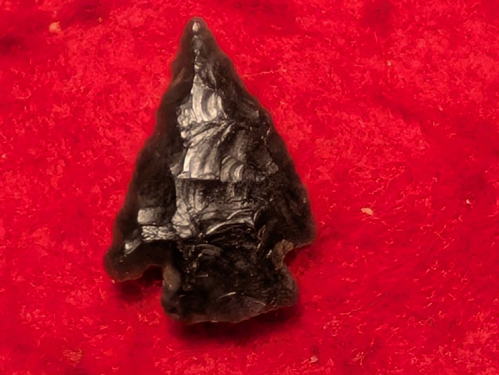 OBSIDIAN  ROSE SPRINGS CORNER NOTCH ARROWHEAD FOUND IN INYO CO. CA.